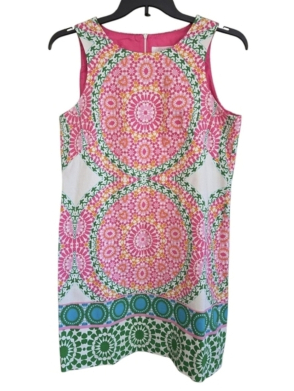 London Times Mandalla Pink, Green, and White Shift Dress Size 12 - Picture 3 of 5